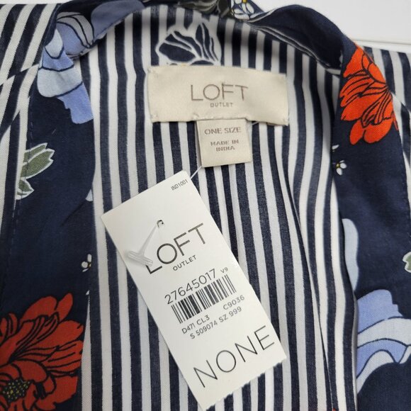 LOFT Outlet Nautical Floral Striped Swimsuit Cover Up / Open Robe  One Size NWT - Picture 8 of 8